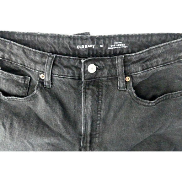 Women's Old Navy O.G. Loose Womens Jeans Size 12 High Rise Black Wash - Picture 3 of 7